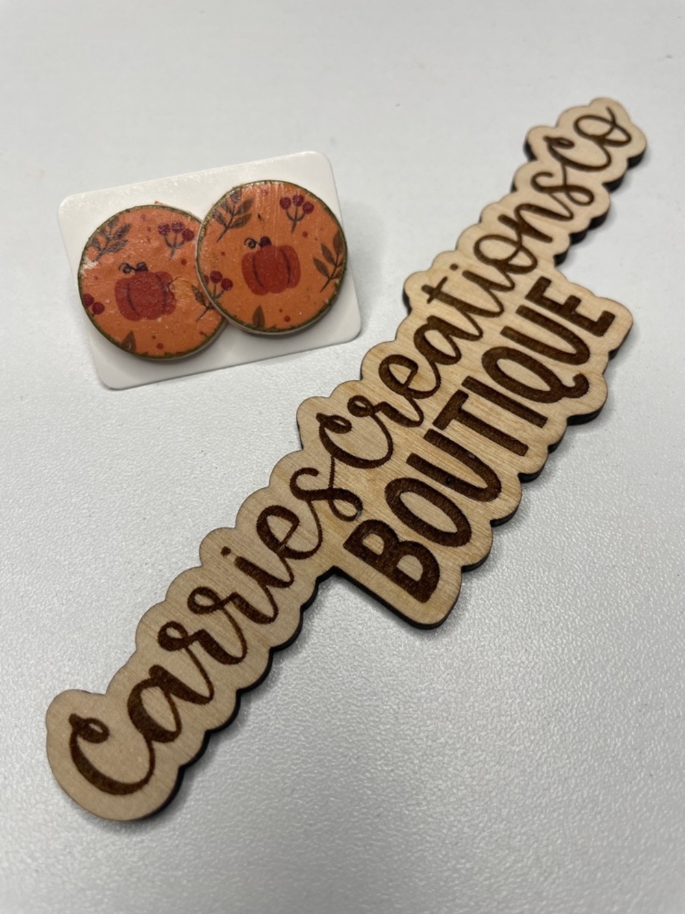 Orange Pumpkin Stud Earrings